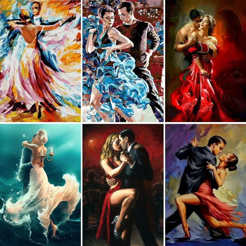 5D DIY Full Square Drill Diamond Painting Kit Dancer Couple Lovers Diamonds Embroidery  Oil Painting Portrait Picture Wall Art