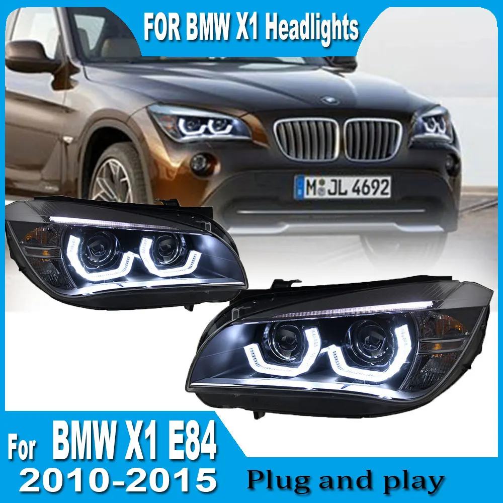 2PC Car Styling Head Lamp for BMW X1 E84 F49 LED Headlights 2010-2015 DRL Turn Signal Angel Eye Projector Lens Auto Accessories