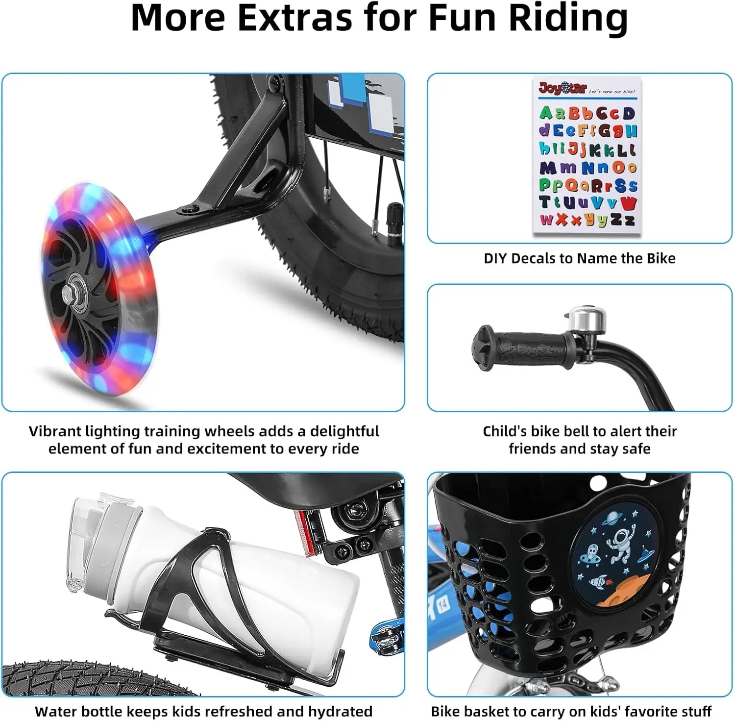 Vélo pour enfants avec roues d'entraînement lumineuses, vélos pour enfants, 14 pouces, garçons et filles, âgés de 3 à 12 ans