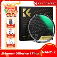 K & F Concept 49-82mm Shimmer Diffusion 1 Filtro de vidrio de espejo microlight para filtros de lentes de cámara Nano X 49mm 62mm 67mm 77mm 82mm