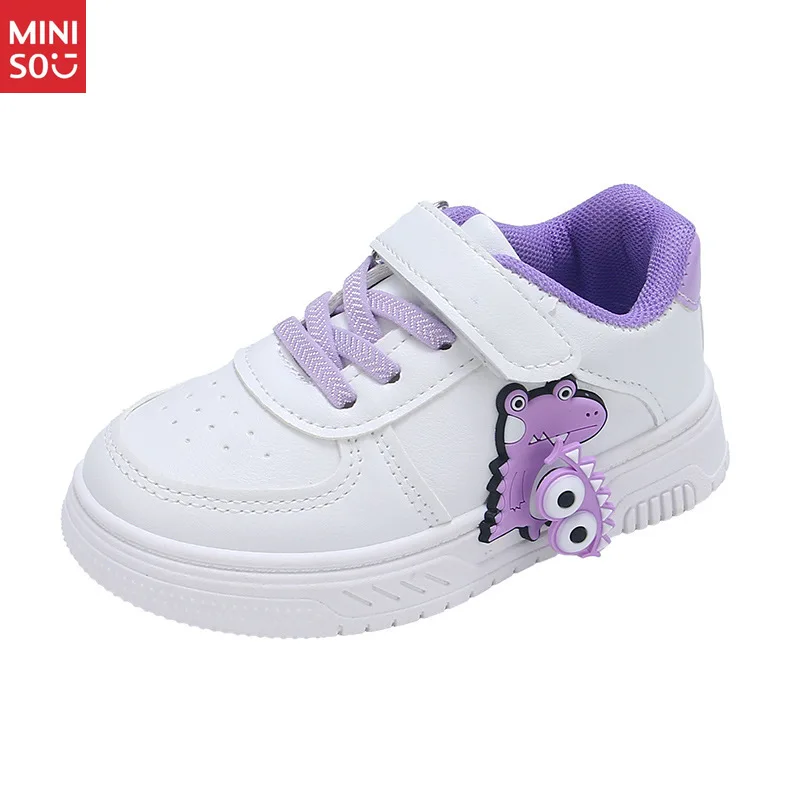 حذاء قماش من Miniso Kids ذو رقبة منخفضة للفتيات باللون الأبيض والأولاد مسطح كارتوني لطيف كاجوال مريح للتنفس #6