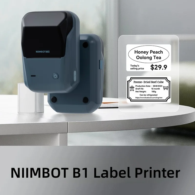 NIIMBOT B1 etichettatrice stampante termica portatile portatile Mini codice a barre QR Code Sticker 20-50mm rotoli di carta Maker Cable Tag