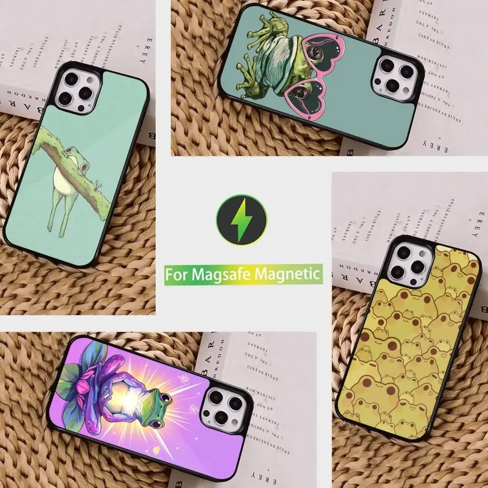 

Cartoon Frog Cute Phone Case For iPhone 16,15,14,13,12,11,Pro,Max,Plus,Mini, Magsafe,Magnetic Wireless Charging Case