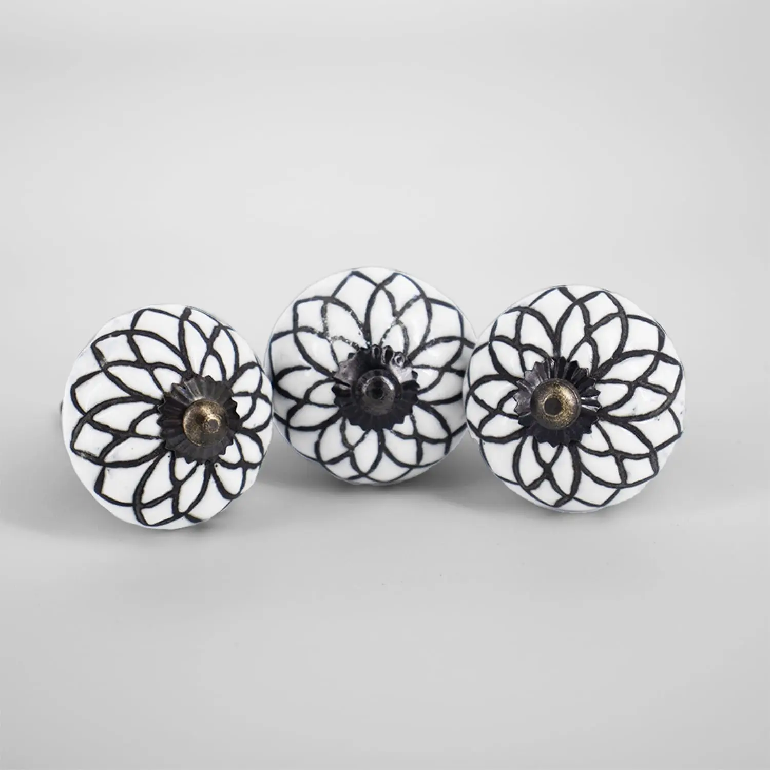 

Handcrafted Lotus White Ceramic Knobs Set of 6 - Vintage Drawer Pulls for Cabinets & Furniture