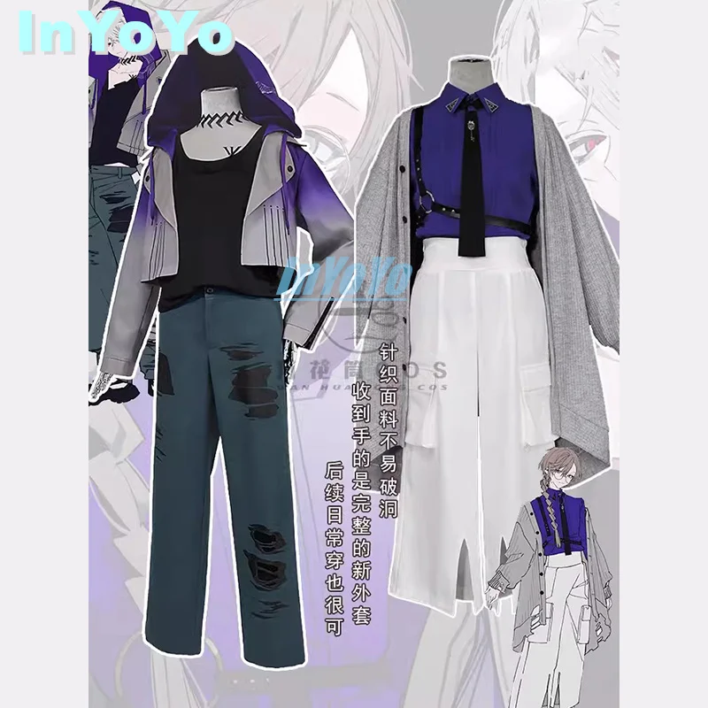 InYoYo Kanae Kanakana/Kuzuha Cosplay Costume Vtuber NIJISANJI Game Suit Fashion Cool Handsome Uniform Halloween Party Role Play