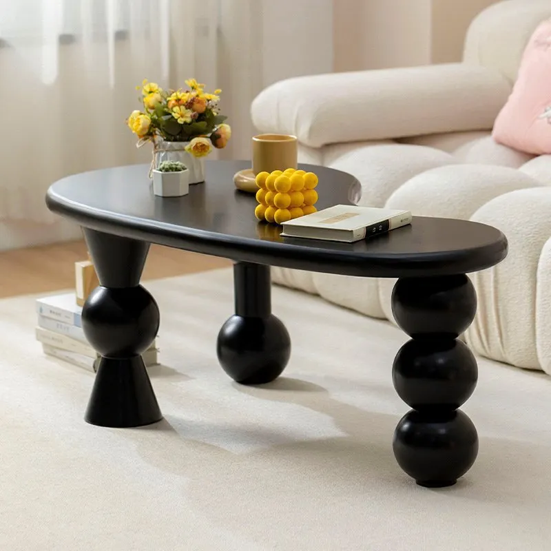 Family bed and breakfast living room small apartment coffee table black minimalist special-shaped log creative designer wabi-***