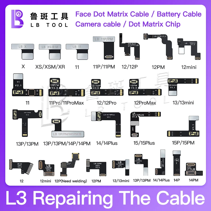 LB TOOL L3 Dot Matrix Projector Read Write Face ID Battery Camera Repair Flex Cable No Welding For iPhone X-12 13 14 15 Pro Max