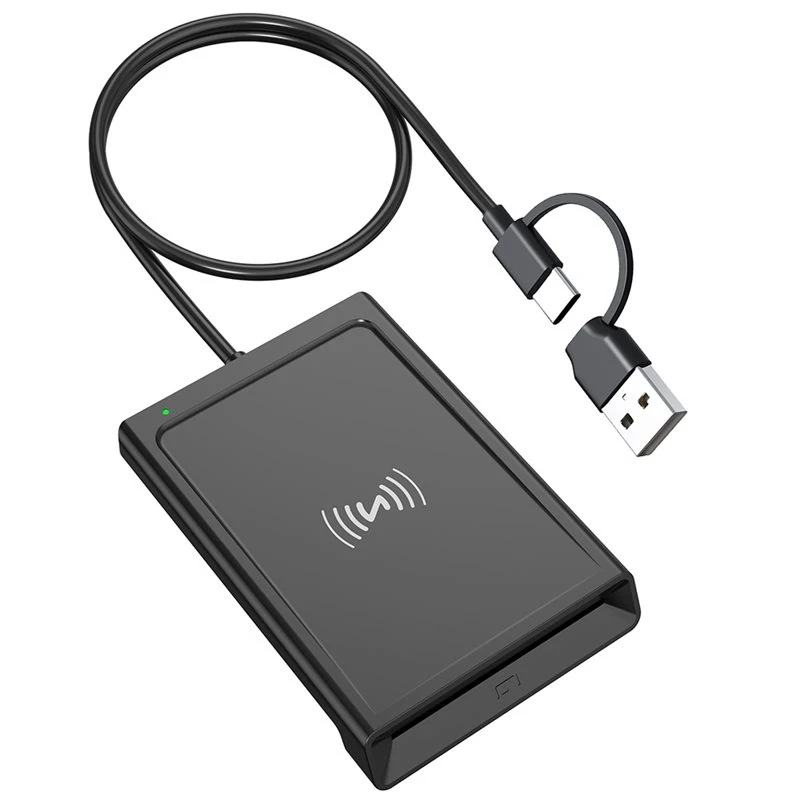 A25P Dual-Interface NFC Smart Card Reader Writer 2-In-1 Contact, USB For PC-Link PCSC Card For Secure ID, Banking-Y41A