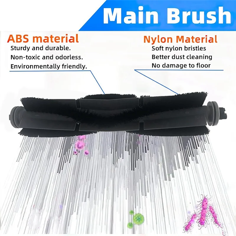 M04K 2Pcs Vacuum Main Brush For Airrobo T20 Robot Vacuum Cleaner Replacement Spare Parts Washable Roller Brush