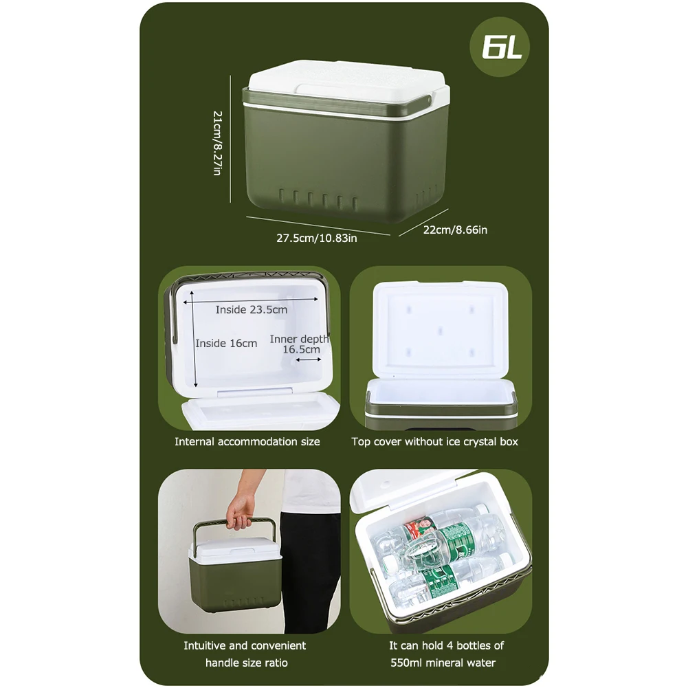 ثلاجة سيارة سعة 6 لتر، دلو ثلج تجاري محمول، منزلي مزدوج الاستخدام، متعدد الأغراض للتخييم المنزلي والسفر #5