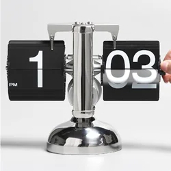 Flip Desk Clock Digital Flip Down Clock Retro Minimalist Single Foot Mechanical Auto Flip Clock Desk Clock for Home Livingroom