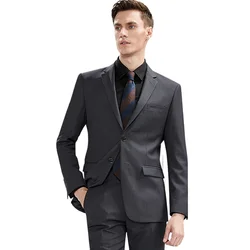 Suit Men (Blazer+Pants) Fashion Business Casual Slim-fit Formal Dress Banquet Work English Style Evening Dress Solid Color Suit