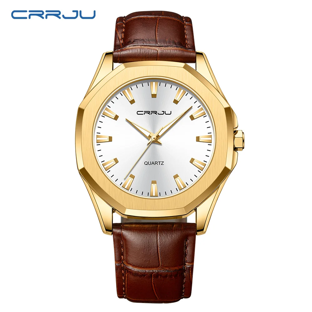 CRRJU Fashion Mens orologi Top Brand Luxury Quartz Watch Men Casual Waterproof Sport Watch con cinturino in pelle Relogio Masculino