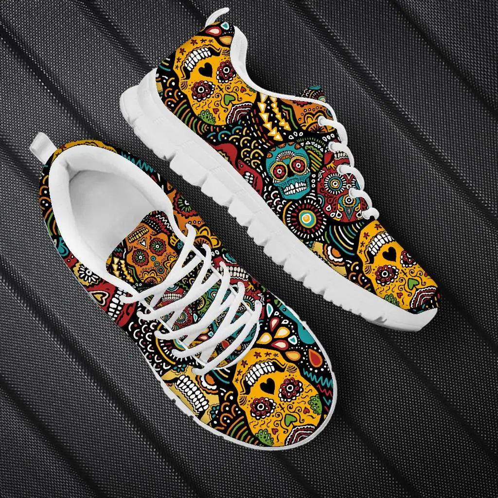 2025 Sugar Skull Printed Luxury Designer Casual Shoes for Women Men Flats Sneakers Lace Up Ladies Shoes Summer Male Walking Shoe