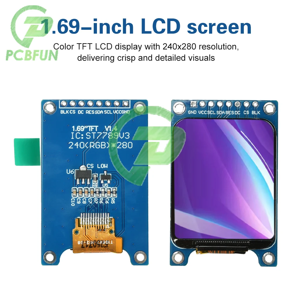 8 pin 1.69 Inch TFT Display Module HD IPS LCD LED Screen 240X280 SPI Interface ST7789 Controller Electronic Kit For Arduino