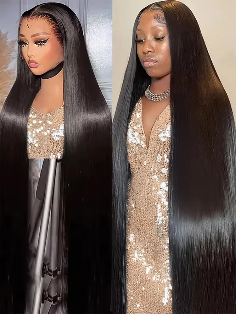 

200 Density HD Transparent Human Hair Wig 30 40 Inch Bone Straight 13x6 Lace Front 13x4 Brazilian Lace Frontal Wigs For Women