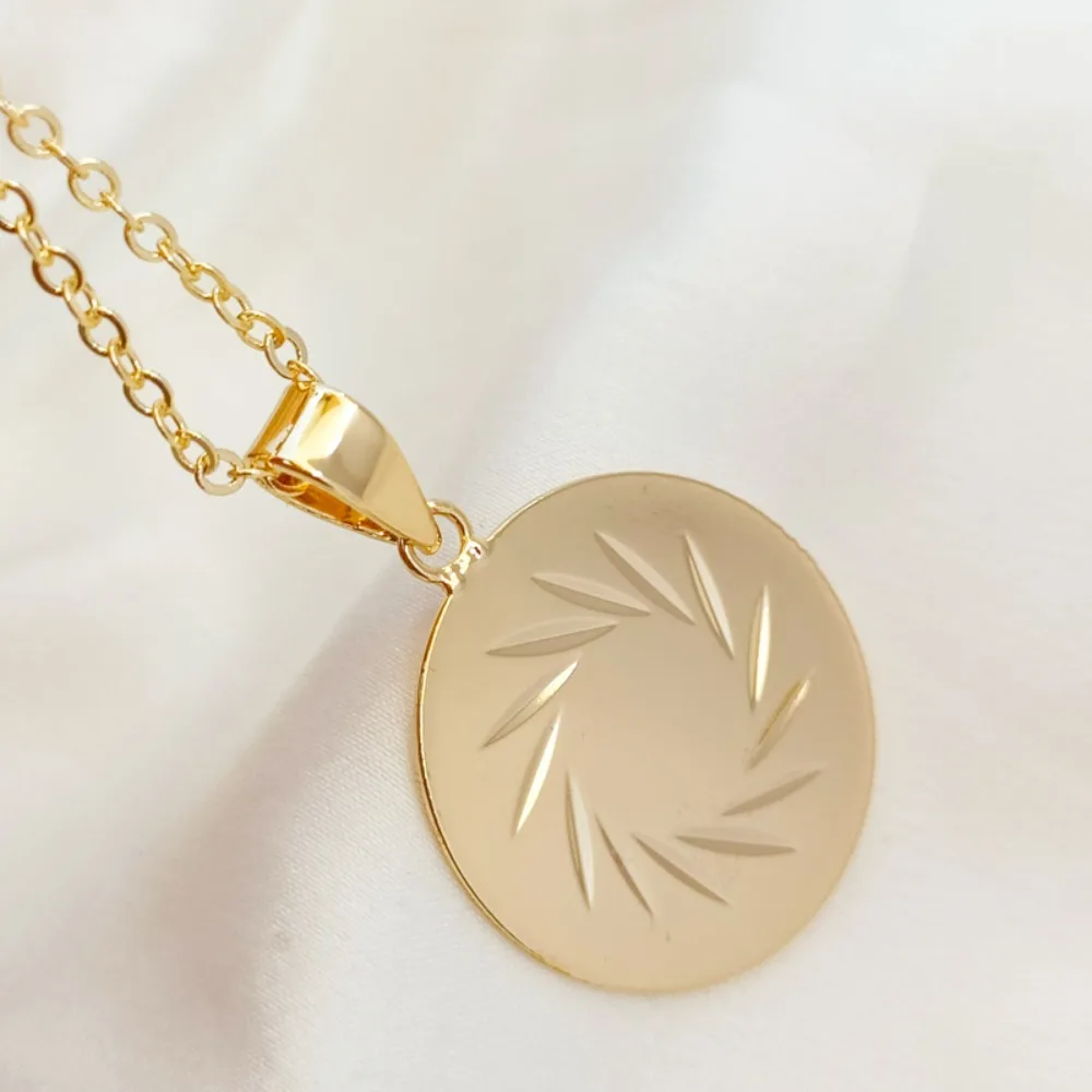 14K Copper Gold-plated Cyclone Round Pendant, 19mm Bracelet with Melon Seed Buckle, Necklace, Earrings, DIY Handmade Accessories