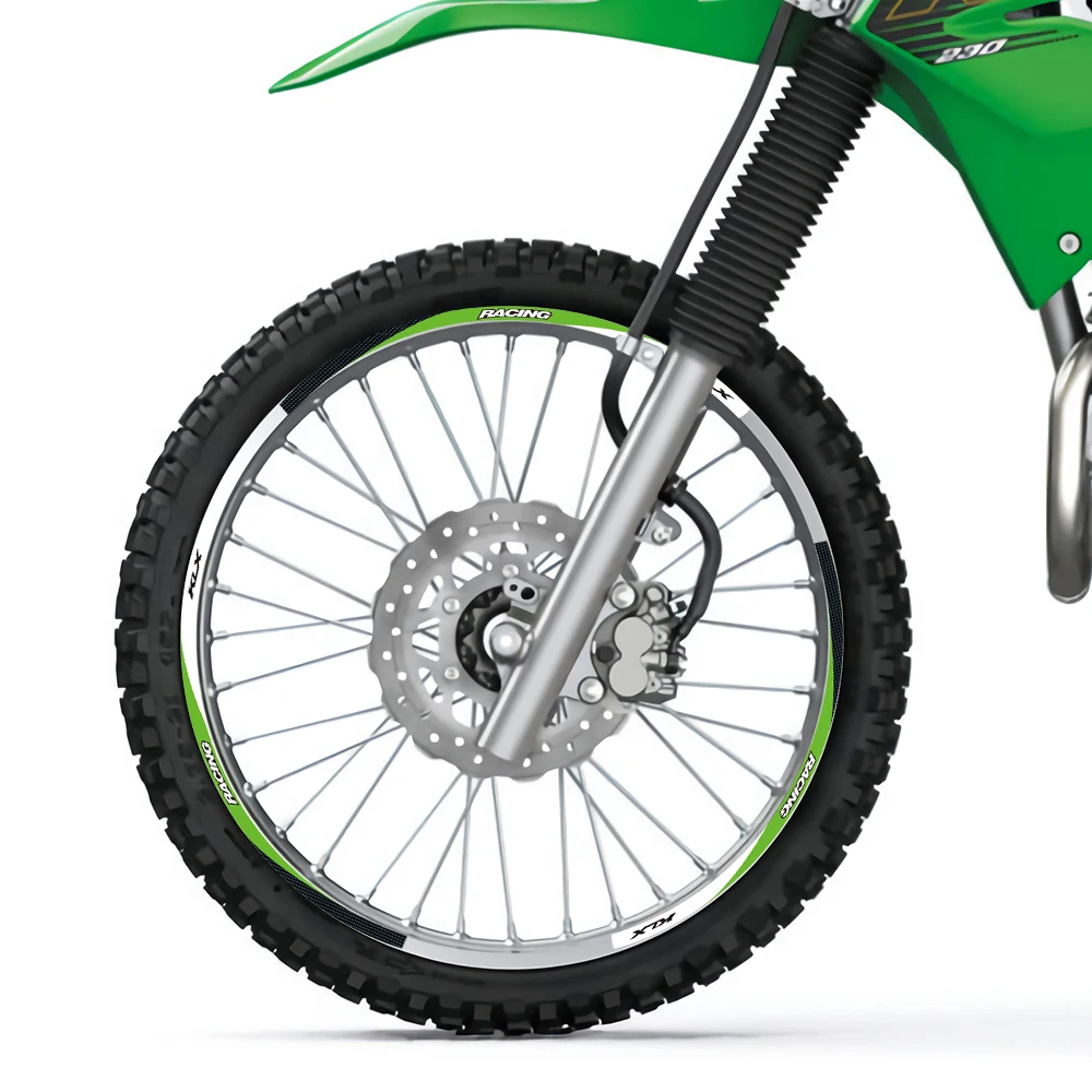 For KAWASAKI KLX 110 125 140 150 250 300 400 450 650 Motorcycle Reflective  Wheel Sticker Hub Decals Rim Stripe Tape Kit