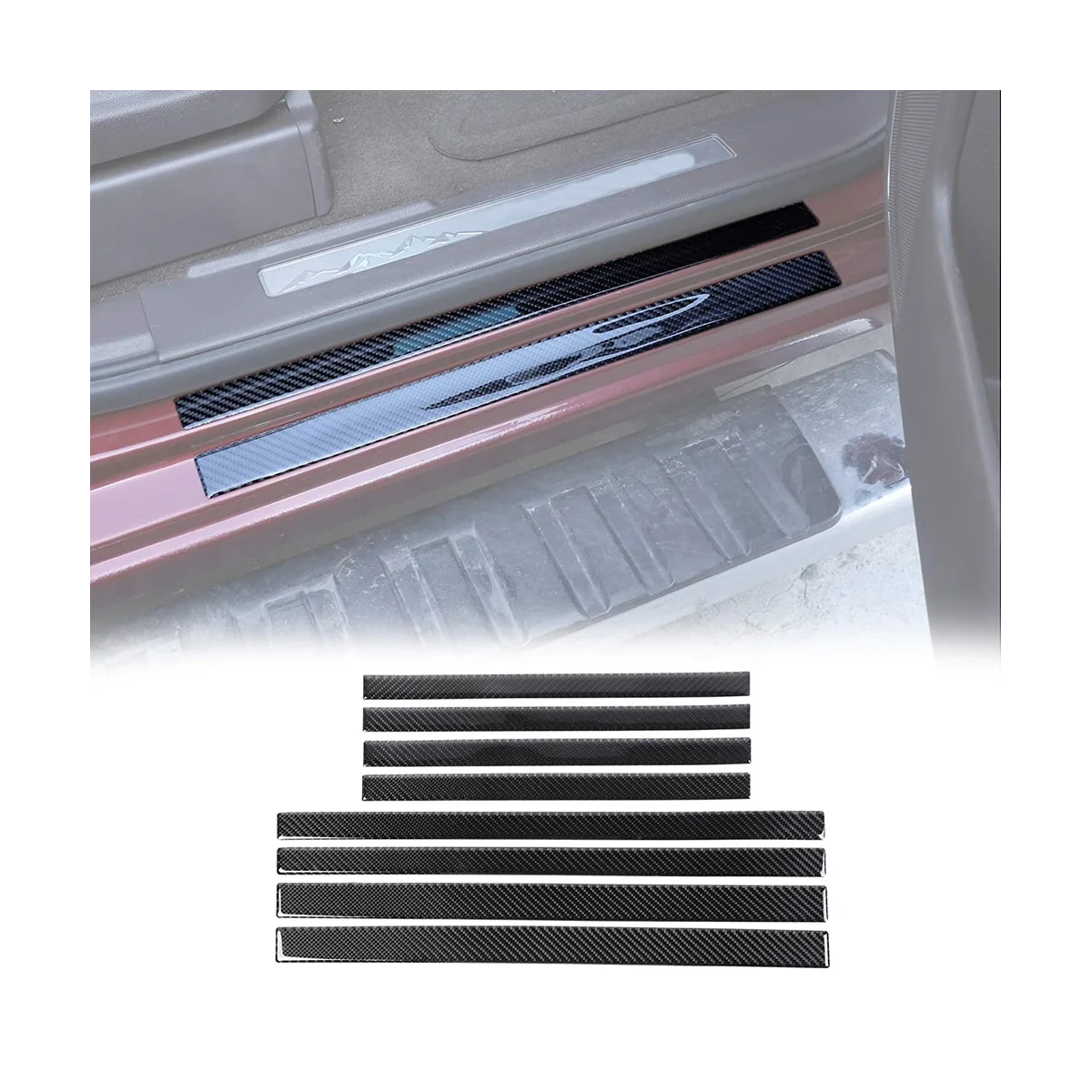 

Exterior Door Sill Strip Threshold Cover Protection for Chevrolet Silverado GMC Sierra 2014-2018 Soft Carbon Fiber