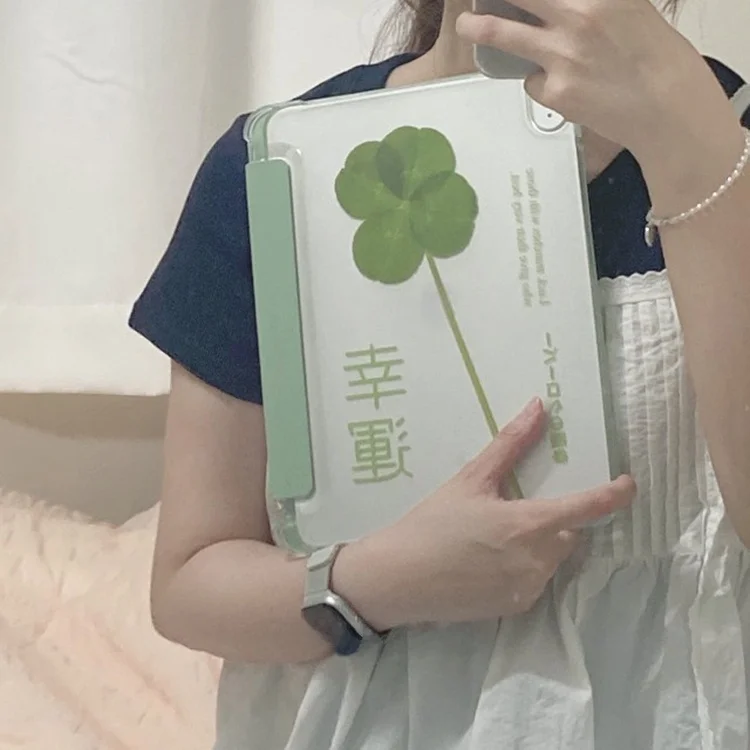 

Корейский защитный чехол для iPad Sle Luy Four Le Clover с гнездом для ручки для планшета 0,2 дюйма ible с продуктами...
