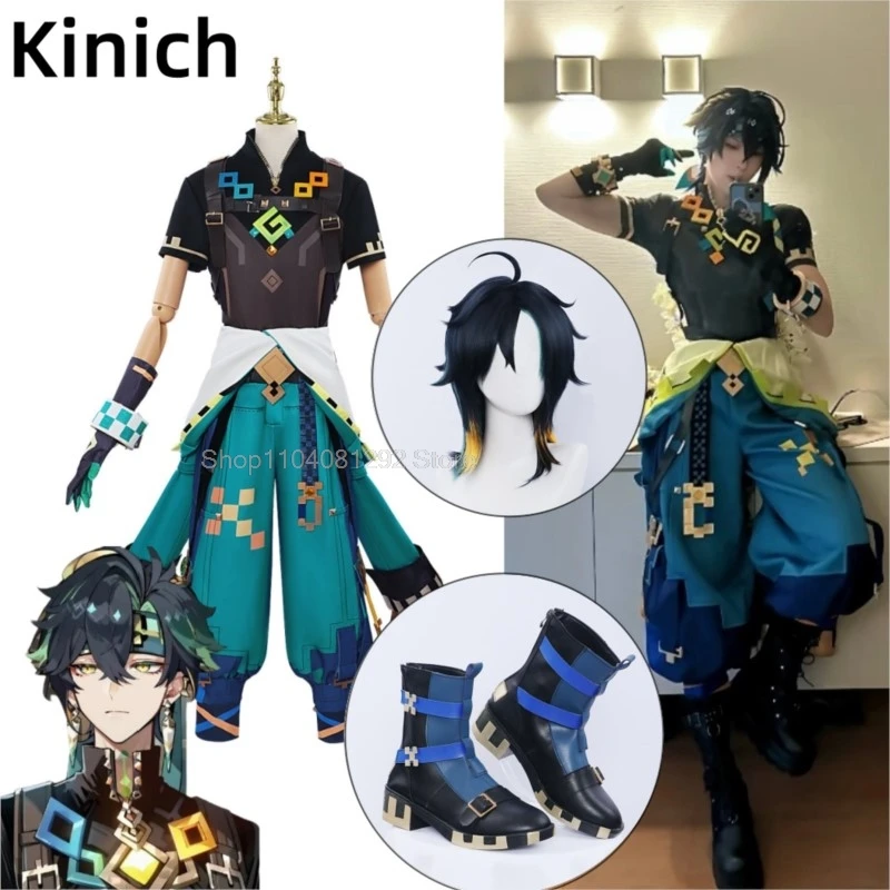 

XS-3XL IN STOCK Genshin Impact Kinich Cosplay Costume Full Set Outfits Suits Kinich Cosplay Uniform Costume Wig Shoes Props