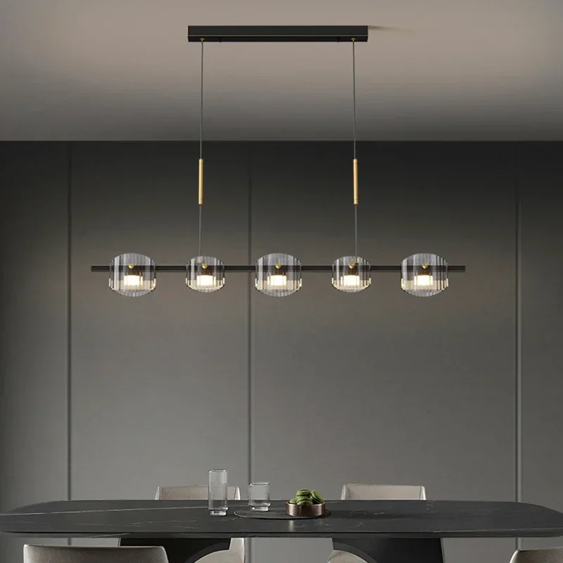 Lampadario Ristorante Minimalista Italiano Moderno Designer Minimalista Nordico tubo Rame High-end Creativo Bar Lungo Luce LED