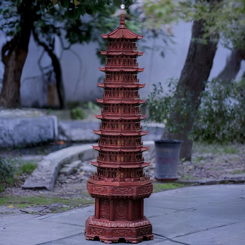 

Wood carving rosewood nine-layer octagonal exquisite tower ornament handicraft gifts