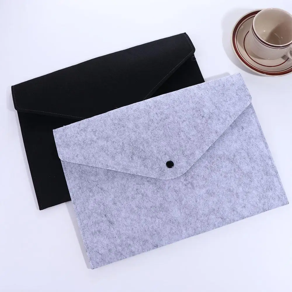 A4 High-Grade Felt Folder Veiled Button Design Large Capacity Envelope Document Bag Office File Organizer Bag