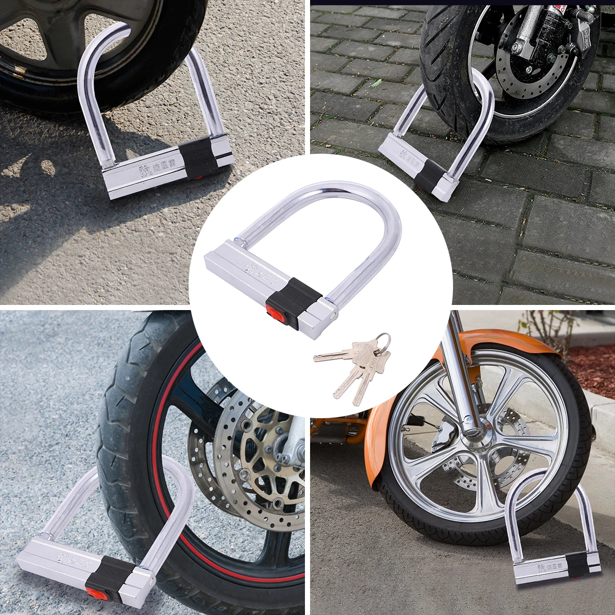 

Motorcycle Lock Heavy Duty Anti Theft U-shaped Chain Lock for Bikes Mountain Bike Accessories Secure Scooters Fences Grills