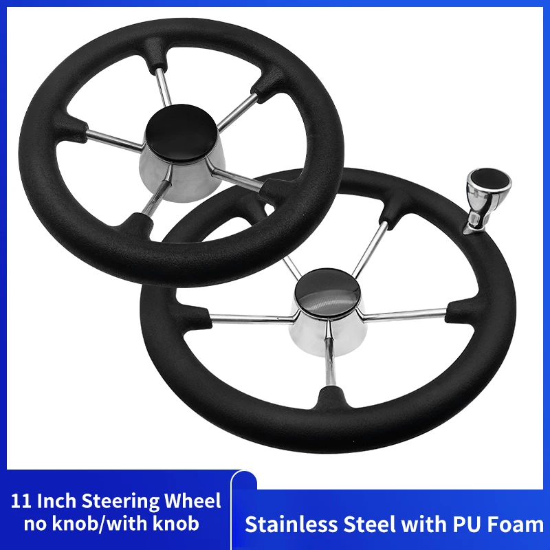 Boat Accessories Marine 11 Inch stainless steel 5 Spoke Steering Wheel with Black Foam