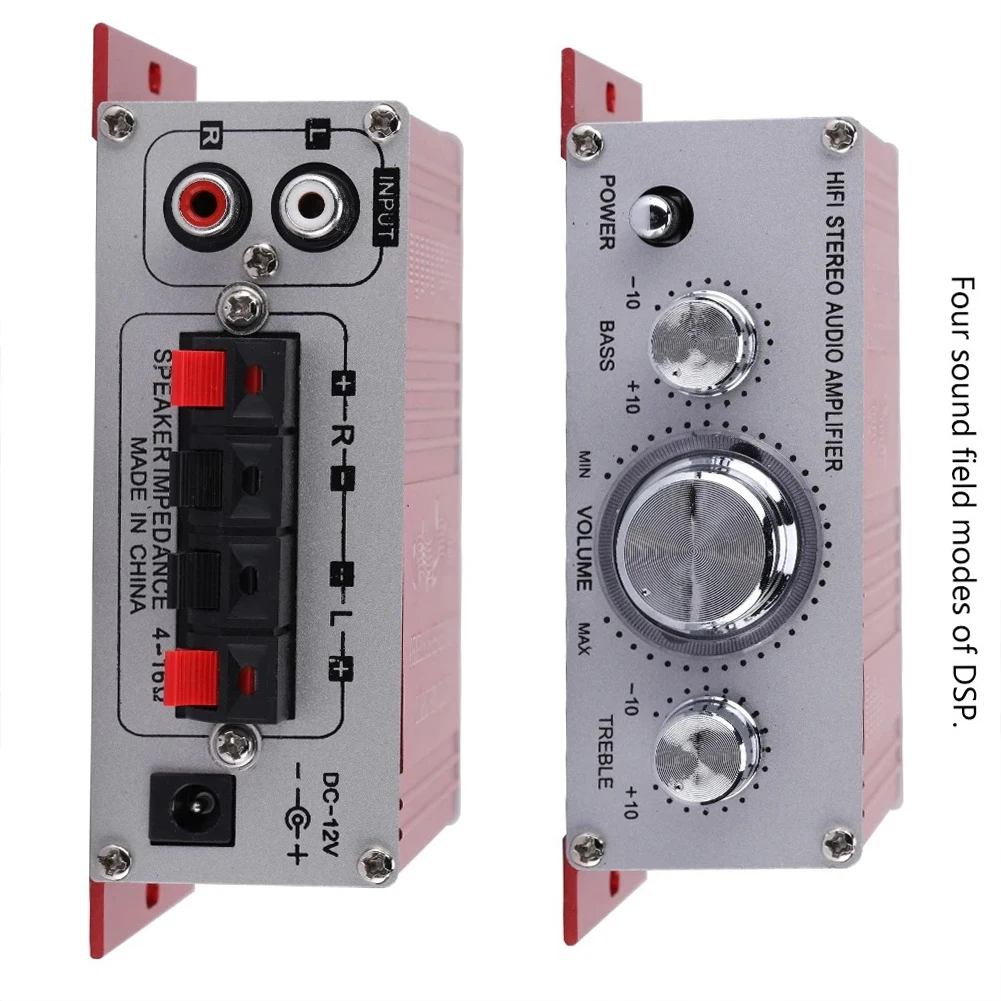 Mini Car Digital Amplifier | HiFi 4-Channel Amp with FM/MP3/CD Player, Compact Auto Sound System for Speaker Upgrade