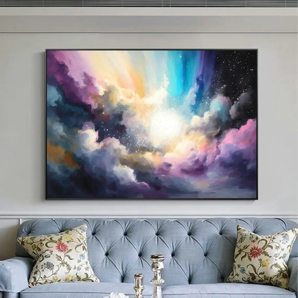 

Картина маслом на холсте с изображением разноцветной туманности, абстрактная Современная живопись звездного неба, текстура на заказ, Galaxy, домашний декор, настенное искусство для гостиной
