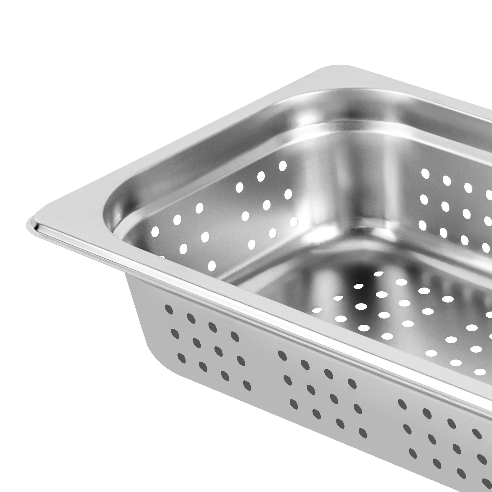 2-Pack 1/3 Size 2 Inch Deep Anti-Jam Perforated Stainless Steel Steam Table Pan for Catering and Food Service