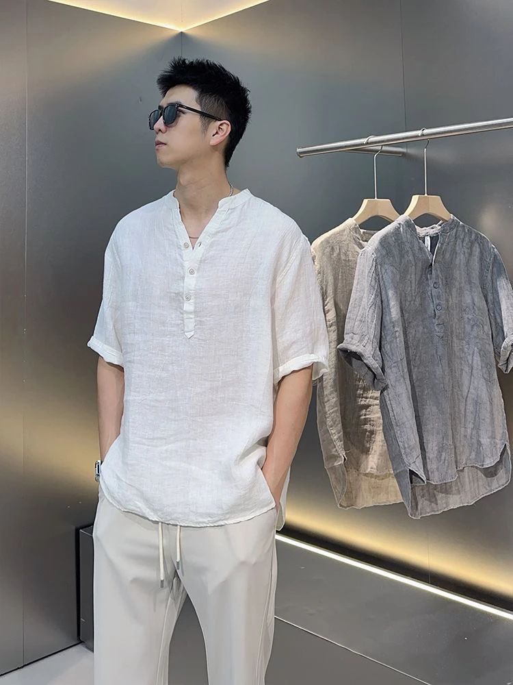 

Pure Linen ort Sve irt Мужское высококачественное окрашенное новое китайское хлопковое белье f Sve irt Дышащая летняя мода