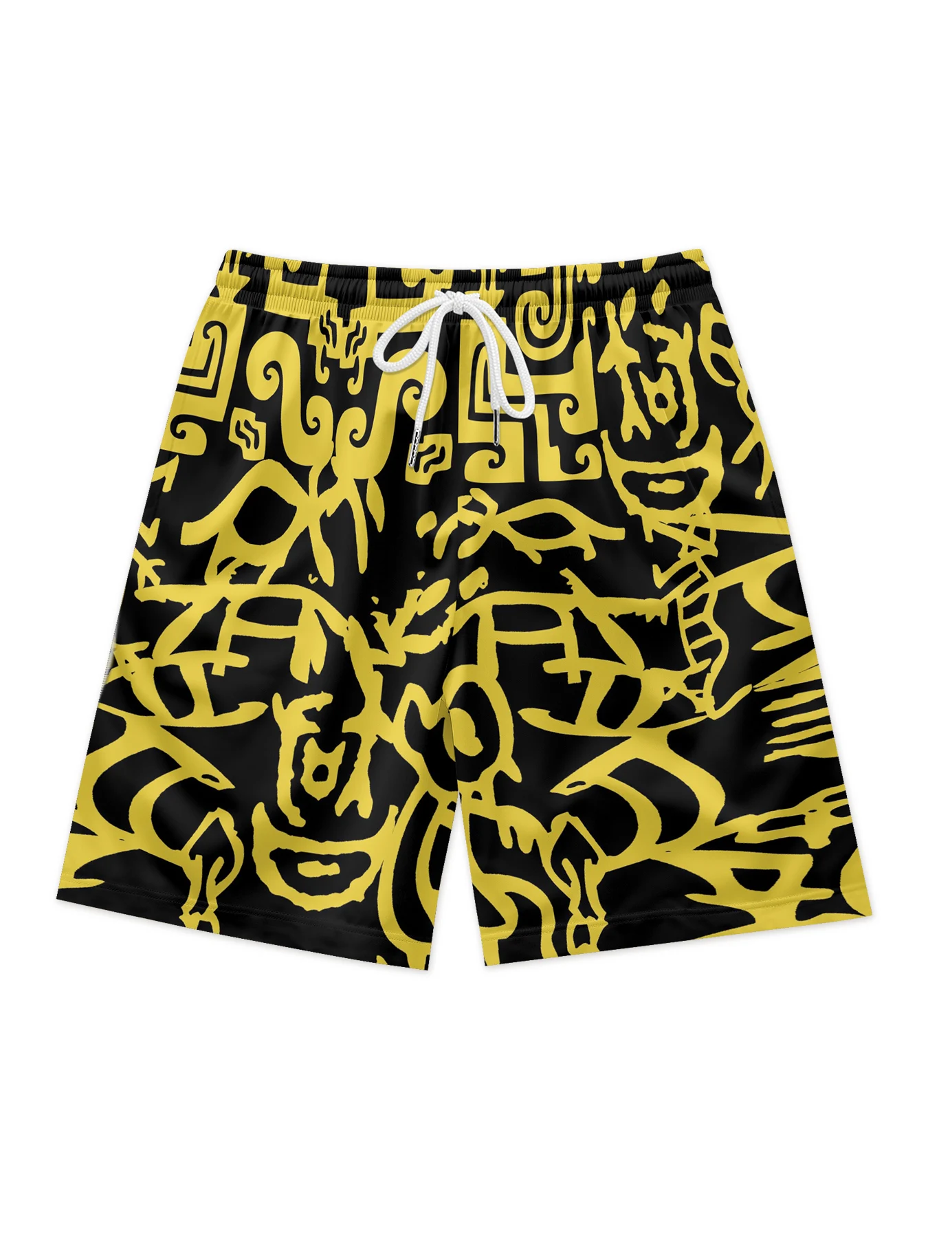 

Polyester Beach Shorts Men Surfing Board Short Swimwear Pocket Shorts Abstract Print Swim Trunks Shorts