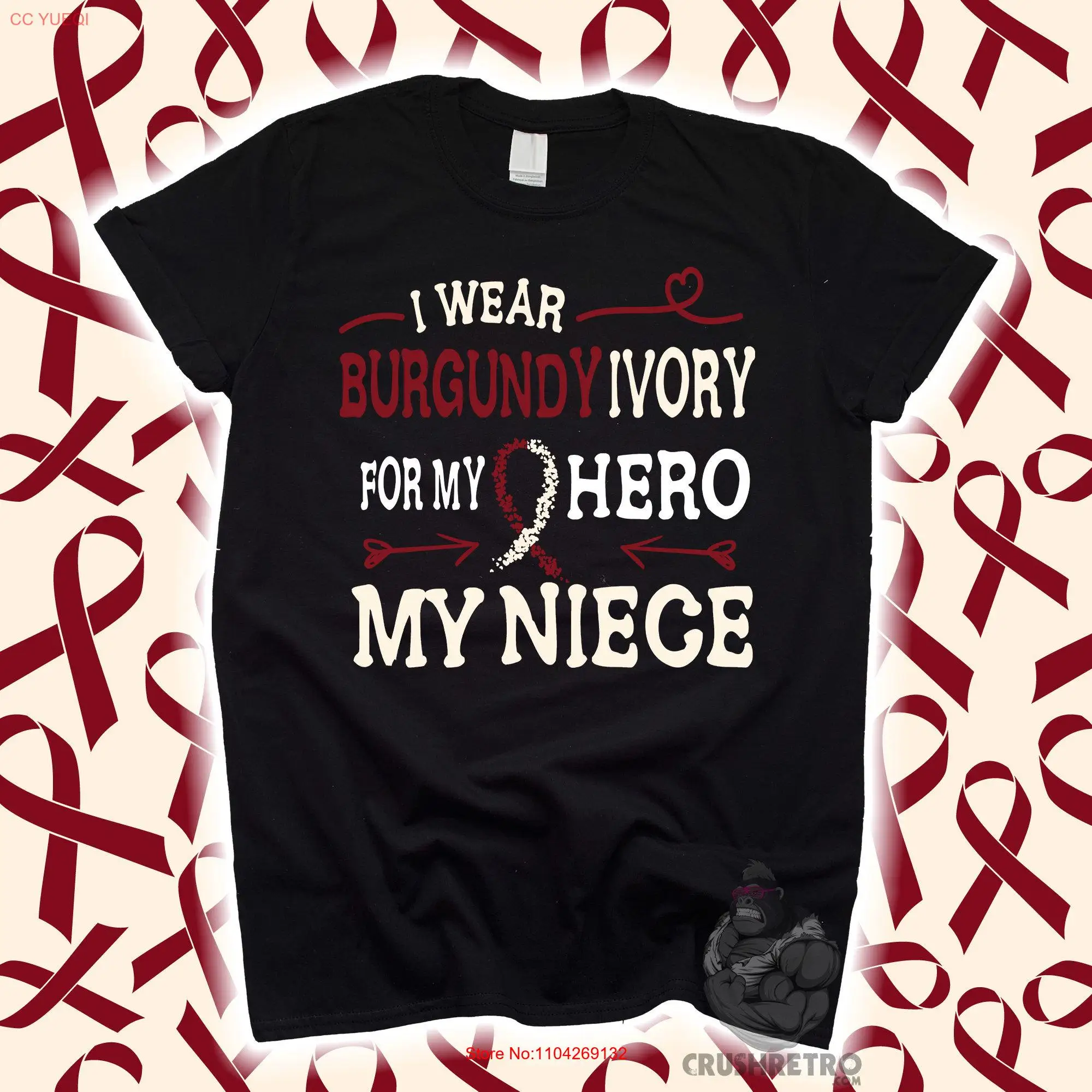 

For My Niece Head and Neck Cancer Awareness T Shirt Shirtn Kids SweaT Family Survivor Ribbon long or short sleeves