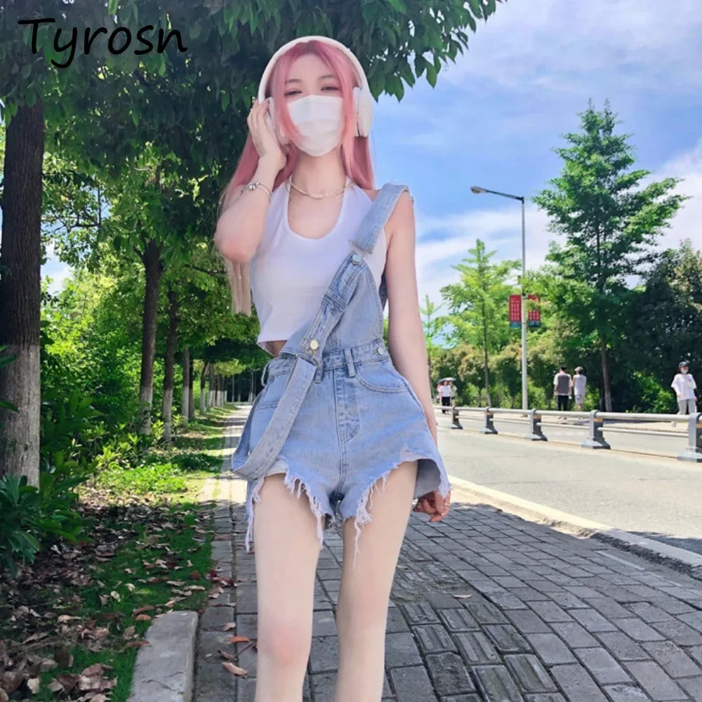 

Комбинезоны женские летние, популярные, регулируемые, на подтяжках, жизненная, в консервативном стиле, уличная одежда в стиле Харадзюку, распространенные в стиле ретро, корейские рваные карманы