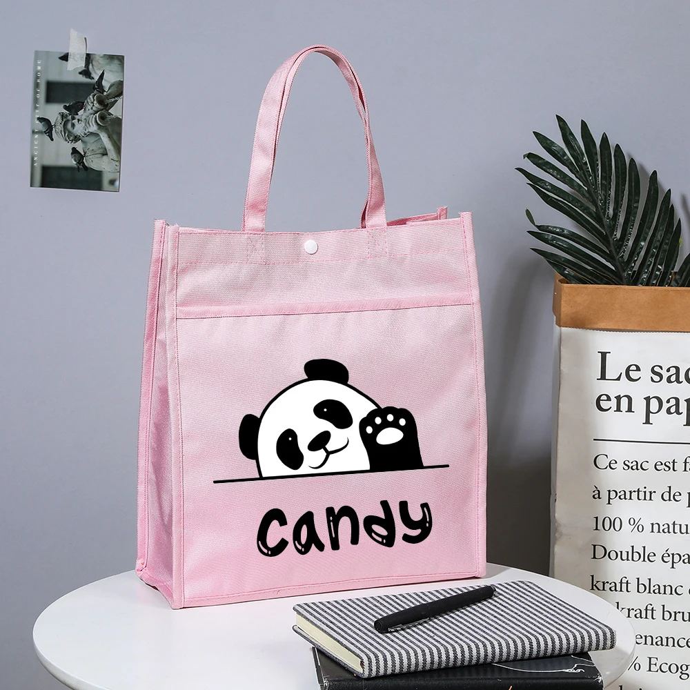 Personalized Kids Library Tote Bags Homeschool Custom Animal with Name School Bag Kids Birthday Gifts Toddler Reading Books Bag