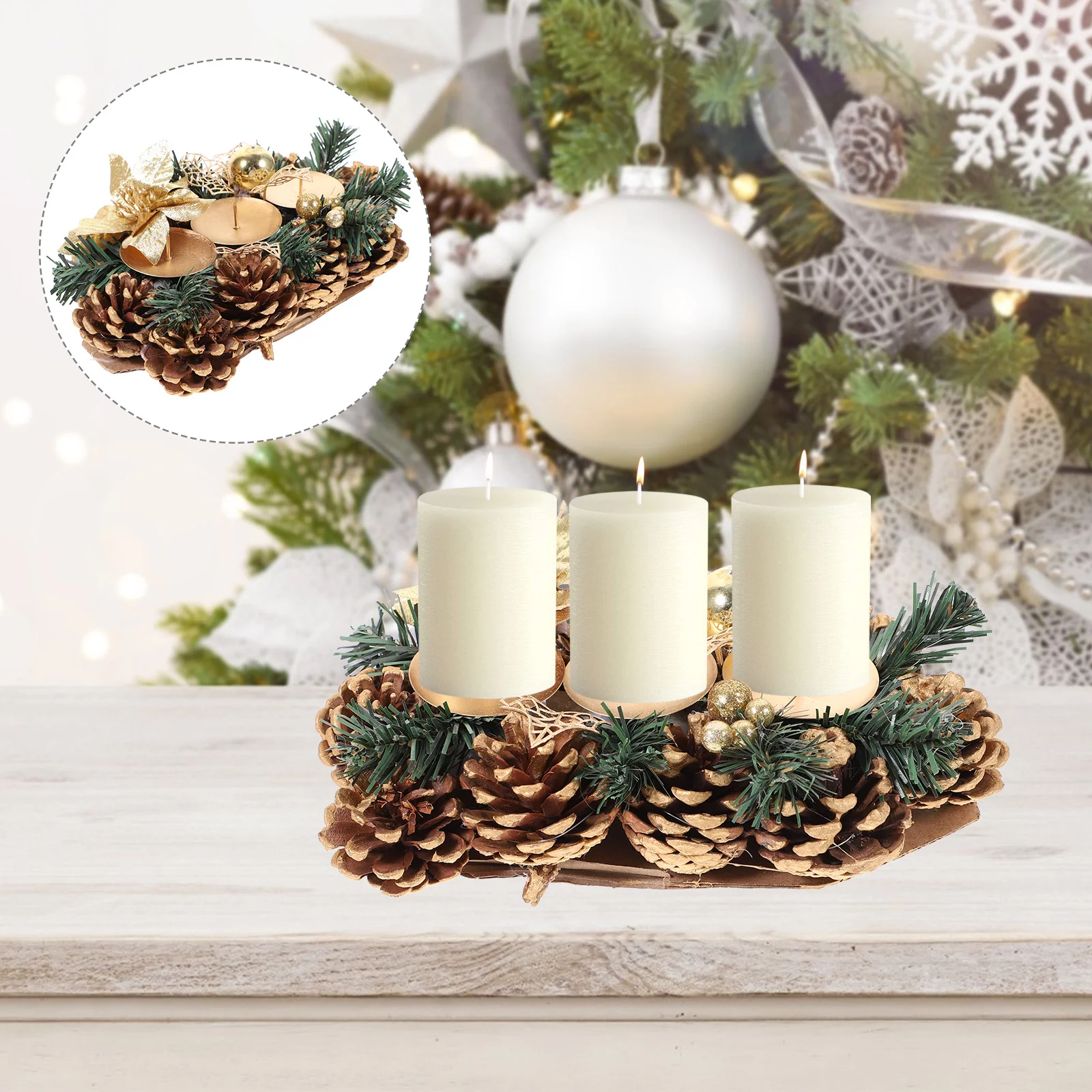 

Pine Cone Holder Windows Modern Candlestick Holders Stand Tree Branch Christmas Needle Centerpiece