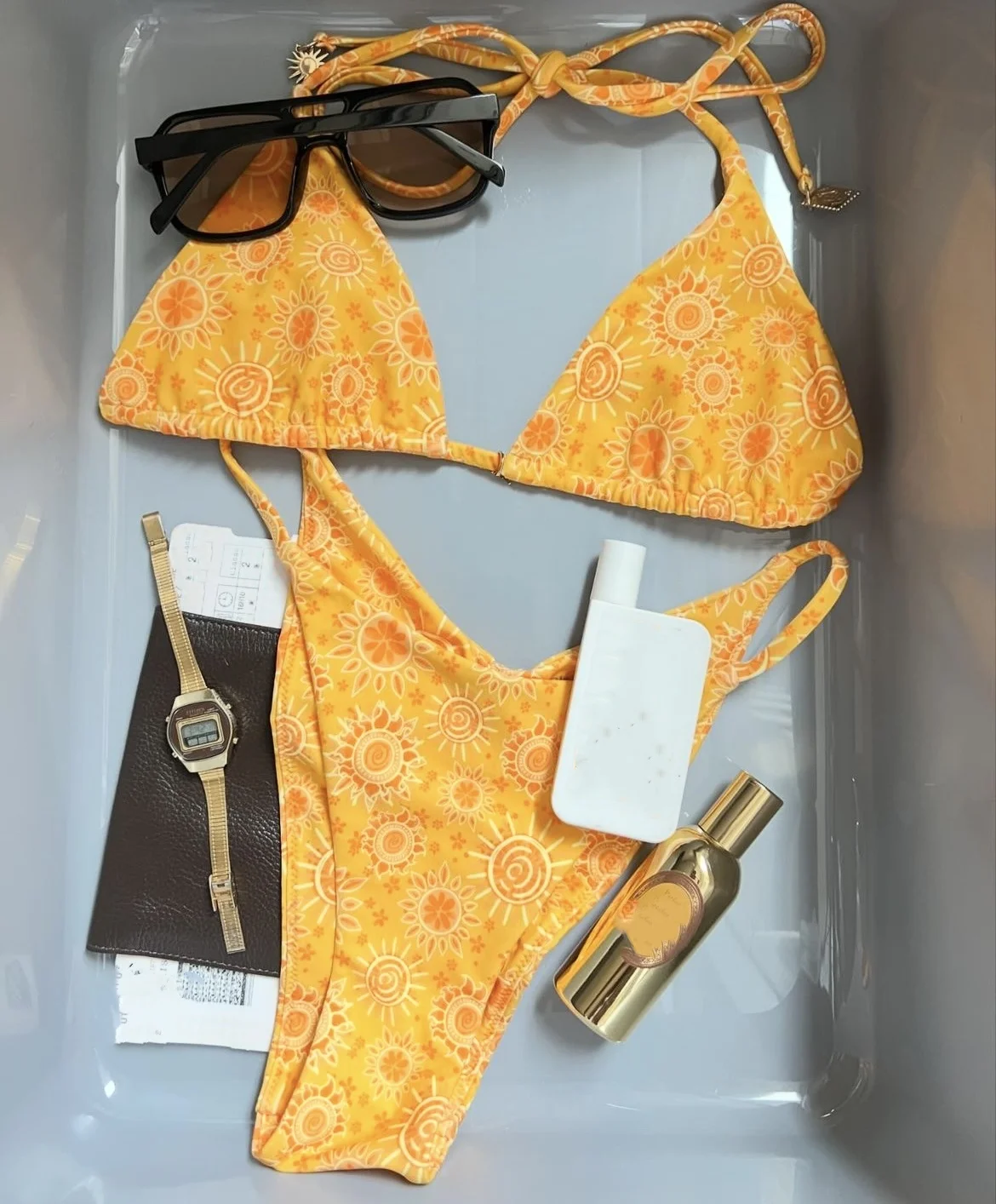 Swimwear Women Yellow Print Brazilian Bikini Set Sexy Thong Swimsuit Two Pieces Halter Bathing Suit Women 2026 Beach Wear