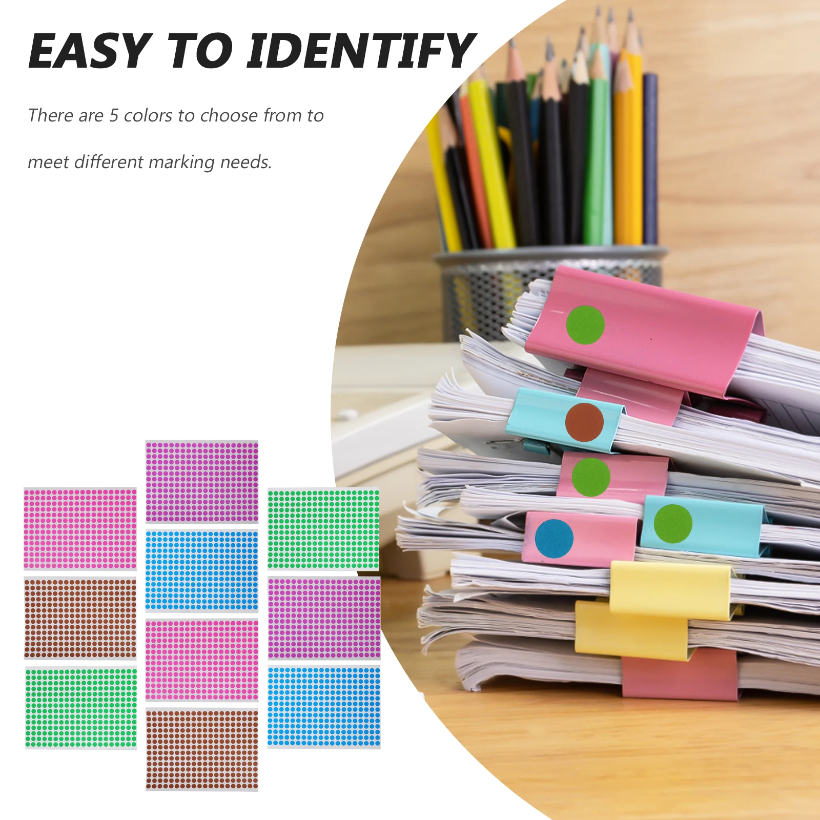 

2800pcs Colored Coding Labels 8mm Round Stickers 5 Colors Green Blue Purple Pink Coffee Sealing Gift Dot Adhesive Paper
