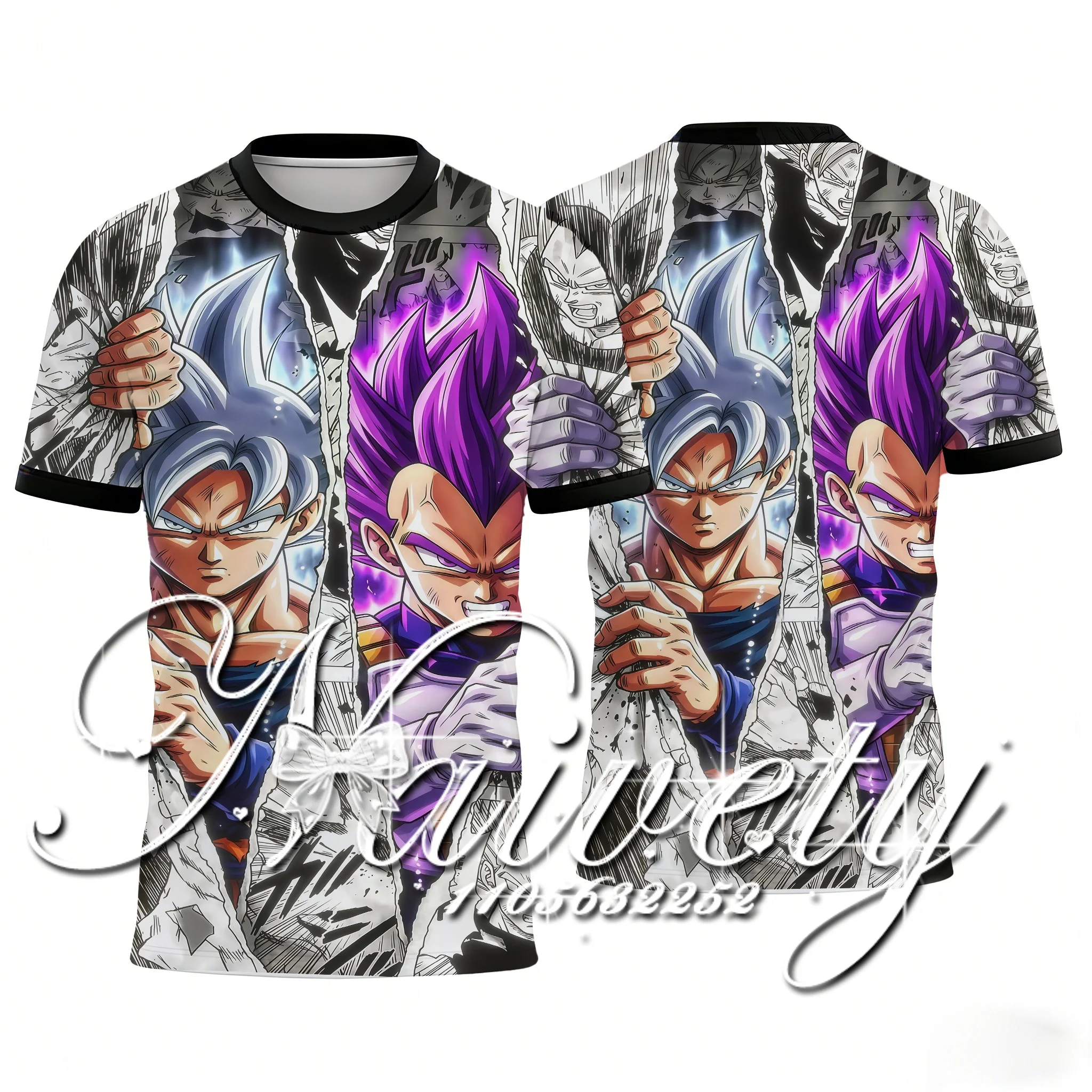 Camiseta Deportiva de Fútbol con Estampado 3D de Dragon Ball Z Goku y Vegeta, Nueva Colección Verano 2026, Unisex, Secado Rápido, Transpirable, Holgada, Estilo Anime