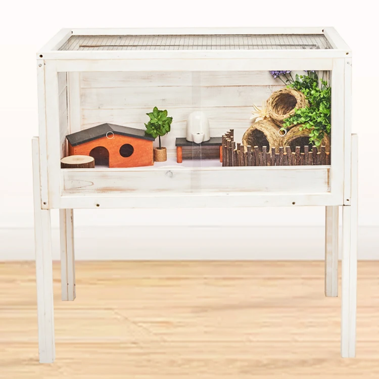 

Transparent Clear Plastic Large Wooden Rutin Chicken Hedgehogs Hamster House Cage