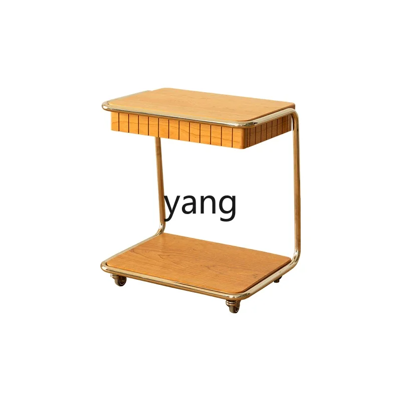 

LTT solid wood edge table movable cart living room sofa small coffee table simple balcony side table
