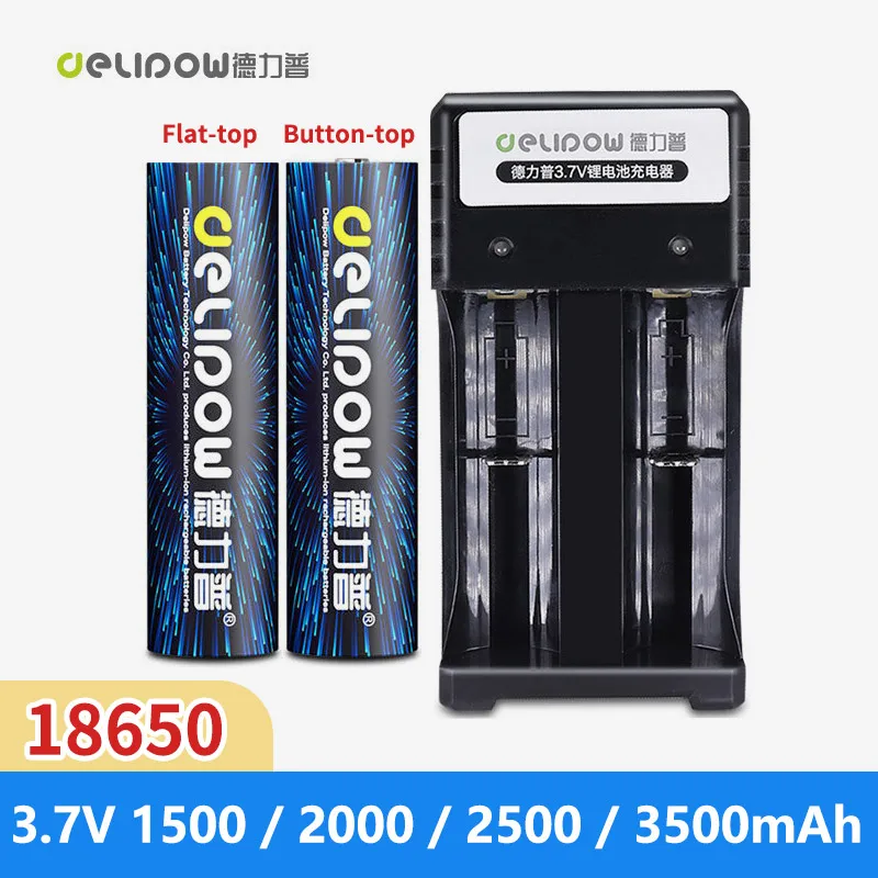 2-8pcs Delipow 100% New Original 18650 Battery 3.7v 3500mah 1500mAh 18650 Lithium Ion Rechargeable Battery Flashlight Batteries