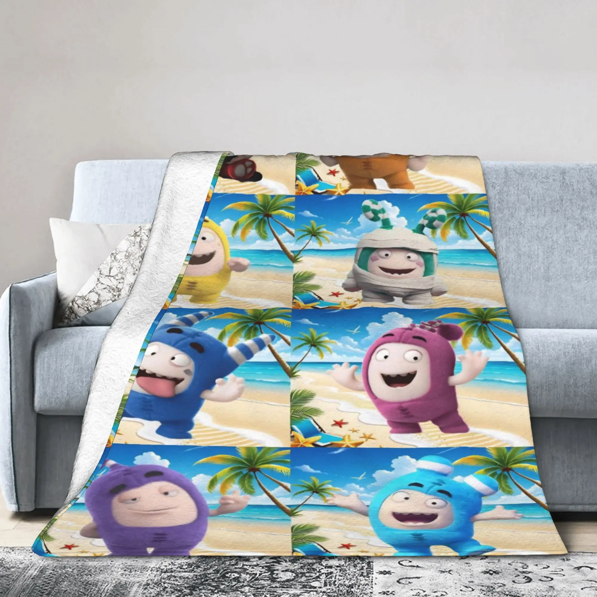 Oddbodse Animated Comedy Fleece Throw Blanket Fuse Pogo Bubbles Jeff Slick Zee Lulu Blanket for Bed Couch Warm Bedroom Quilt