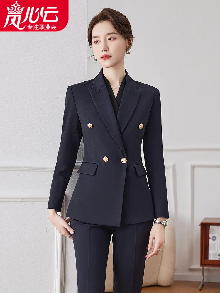 Gray Suit Women's Spring and Autumn Work Clothes Business Wear Formal Wear Dignified Goddess Fan High End plus Size Suit Work Cl