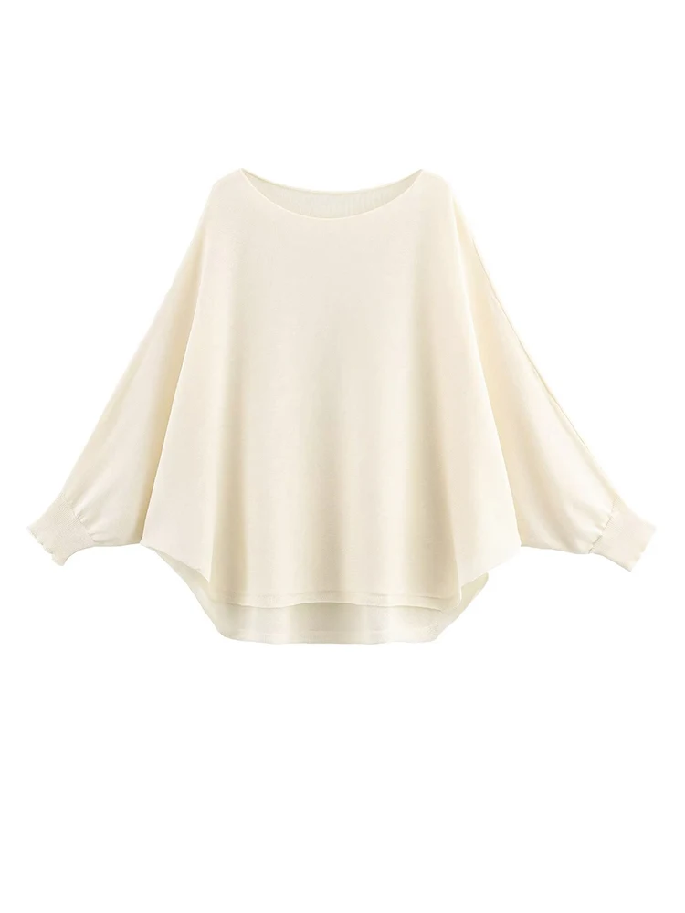 

HH Женский осенний элегантный вязаный пуловер, однотонный тонкий топ с длинным рукавом и круглым вырезом, женский повседневный свободный уличный топ, 2 цвета