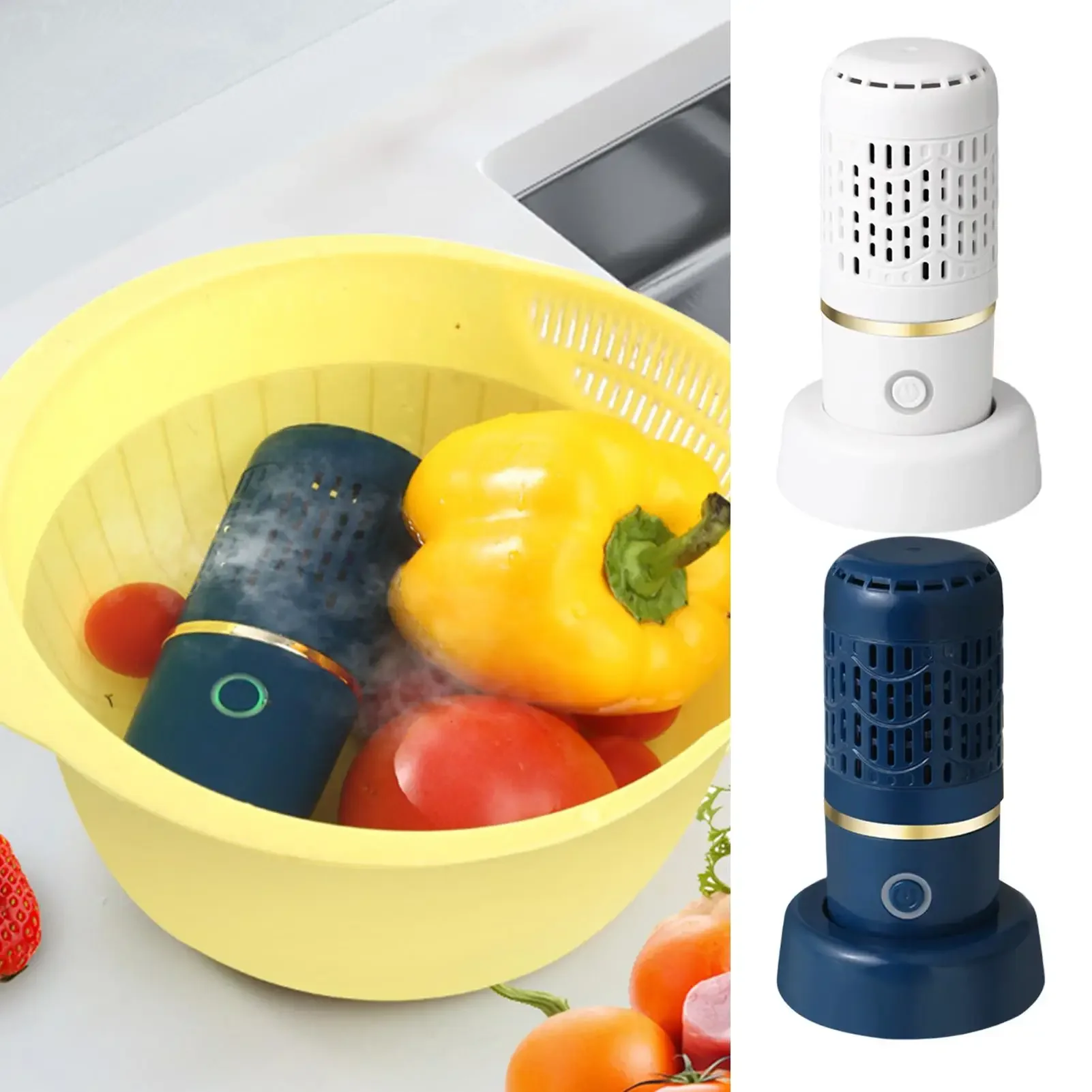 Fruit Cleaner Machine Waterproof USB Wireless Charging Purifier Vegetable Machine Washer for Strawberry Grains Rice Meat Seafood