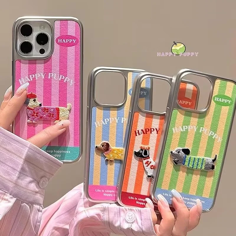 Case Compatible for IPhone 7Plus 13 12 15 11 14 16 Pro Max XR X XS Max 16 15 7 8 Plus Cartoon Creative Dachshund Cute Puppy Case
